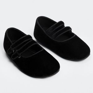 NWT Mango Velcro Fastening Velvet Ballerina Flats